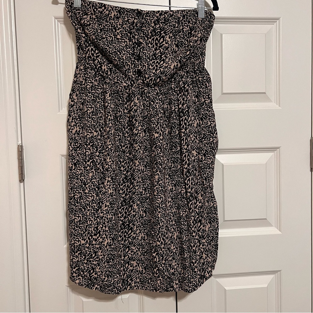 Source Unknown Leopard Print Strapless Dress